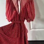 French Kiss Red Floral Tie Dress Photo 2