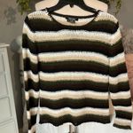 Karen Kane  Lifestyle Petites Medium Sweater Womens Pullover Striped Crochet Photo 7