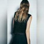 ZARA NWT  FOIL KNIT VEST IN BLACK  (Cropped round neck vest) Size Small Photo 2