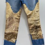 BRANDON MAXWELL The Cortlandt Denim Pant W/ Metallic Leather Combo Size 29 New Blue Photo 5