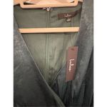 Lulus Dark Green Satin Faux-Wrap Midi Dress Photo 3