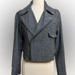 Grey moto zip up jacket with button Photo 0