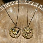 Vintage Green Calla Lilly & Red Rose Flower Gold Tone Necklaces Photo 4