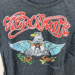 Aerosmith  Cropped Graphic T-shirt Womens Size Large Gray Off the Shoulder Band Photo 3