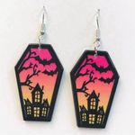 Boutique 🌸 4 for $20 Halloween coffin earrings with black and pink paint #Halloween Photo 0