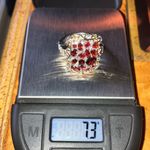 Natural Red Garnet Sterling Silver Cocktail Ring Size 9 Photo 7