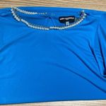 Karl Lagerfeld  Blue Sleeveless Pearl Embellished Neck Tank Top S Photo 2