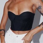 Princess Polly Endless Love Black Strapless Corset Top Satin Ribbon Lace Up Back Photo 2