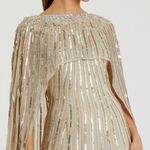 Mac Duggal NWT 93869 Gold Embellished Beaded Column Cape Gown 14 Photo 2