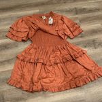 Bali Elf Linnette Mini Dress Copper Color Ruffle Fit Flare Style Cowboy Size XL Orange Photo 2