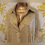 Beige Embellished Women's oversized shirt one size Tan Size L Photo 1