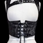 Dolls Kill  Black Velvet Lace-Up Vest Photo 1