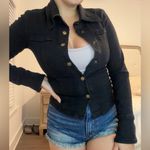 Black Denim Button Down Shirt Photo 7