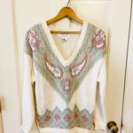 Vintage cottagecore country wear knit colorful sweater White Size M Photo 0