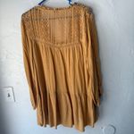 American Eagle Tunic Top M Crochet Long Sleeve Tie Front Peasant Western Boho Yellow Size M Photo 6