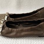 AGL Brown Taupe Snake Textured Cap Toe Ballet Flat Pewter Metallic Buckle 40 Size 9 Photo 4