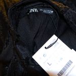 Zara Black Velvet Trapeze Bow Tie Neck Dress L NWT Photo 7