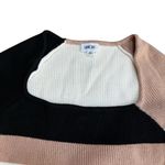 Lane 201 Size M Square Neck Ribbed Knit Sweater Crop Neutral Wide Stripe Fall Photo 2