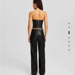 Bershka  faux leather corset top in black size medium brand new with tags Photo 2