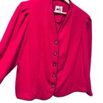 Leslie Fay  Vintage Women Red Blazer Suit Jacket Black Trim Petite Size 22 Photo 4