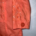 draper's & damon's Draper’s & Damon’s Orange Eyelet Grandmacore Country 3/4 Sleeve Cotton Jacket S Photo 2