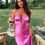 ZARA  maxi dress hot satin pink lingerie ruffled party Valentine’s date wedding Photo 2