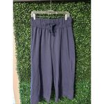 Free People Beach Essential Gaucho Pants Navy Blue Mid Rise Cropped Wide Leg Med Photo 2