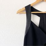 Alice + Olivia Racerback Lamb Leather Trim Shoulder Mini Dress in Black Photo 3