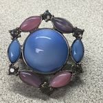 Glamorous Silver Tone Pastel Blue Purple Pink Gemstone Statement Brooch Pin Photo 0