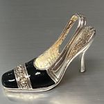 BEST Enamel Coated High Heel Shoe Pendant Black Cream Casual Bold 1.25” Long Photo 1