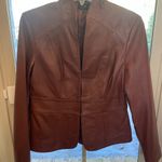 Nicole Miller  mahogany brown leather jacket, Size Medium Photo 0