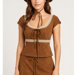 For Love & Lemons Hadley Faux Suede Prairie Set Women's Size Small Photo 0