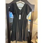 NEW Short Puff Sleeve A Line Swing 1950s Vintage Cocktail Dress Belted M Black Size M Photo 5