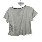 Age Group White Cropped T Shirt Moon Star Graphic Leopard Collar Women's L Y2K Size L Photo 5