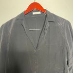 Equipment  black wet silk crop button down blouse sz S Photo 3