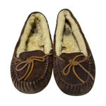 UGG  Australia Womens Sheepskin Moccasin Slippers Size 9 Brown Suede & Wool Lined Photo 0