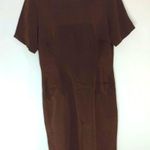 Madison Gray Vintage 100% Silk Shift Brown Midi Dress‎ Sz.8 Photo 0