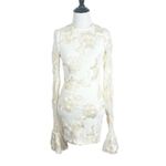 Rotate Birger Christensen Dress Rosita White Mesh Floral Back Cutout Mini US 12 Photo 6