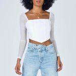 Princess Polly BEVERLY LONG SLEEVE TOP WHITE size 6 Photo 1