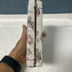 Neiman Marcus White Pink Flowers Clutch Evening Bag Floral Purse Gold Strap Photo 4