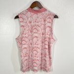 Tommy Bahama  Golf Sleeveless XL‎ Coral White Zip Mock Neck Tropical Shell Print Photo 2