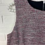 Loft  Mixed Red Boucle Tweed Knit Sleeveless Career Sheath Dress Size 8P Photo 4