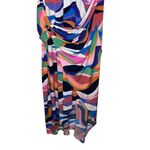 London Style Women's Dress Tea Length Faux Crew-Neck Wrap Cap Sleeve Midi Sz. 18 Photo 3