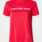 Calvin Klein Sz L Regular Tee shirt Pullover Stretch Top Pink Candy Apple Size L Photo 0