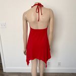 White Fox Boutique [White Fox] Red Y2K Ruffle Halter Neck Asymmetrical Hem Mini Dress Size Large L Photo 2