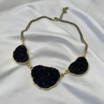 Chunky Structured Black Crystal Stone Statement Short Necklace Photo 2