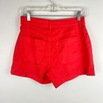 Evereve Women's Red Linen Blend High Waist Shorts - Size 26 Photo 2