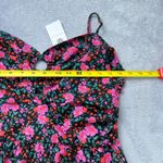 Socialite ‎ Black Floral Cutout Midi Dress MP Medium Petite Ruched Bust Cotton Photo 8