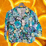 Dress Barn‎ Blue, White, Yellow and Black Floral Jacket Size 20W Blue Photo 0