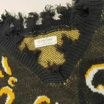 Full Circle Trends Cropped Frayed Knit VNeck Sweater Pretty Print Women's Medium Photo 2